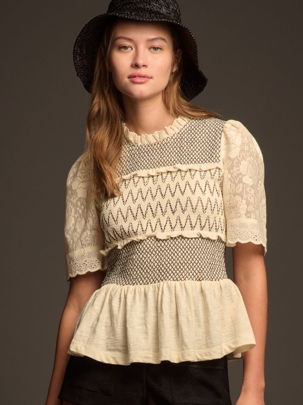 Anthropologie Wyeth Double Weave Straw Bucket Hat Black NEW - Picture 7 of 11